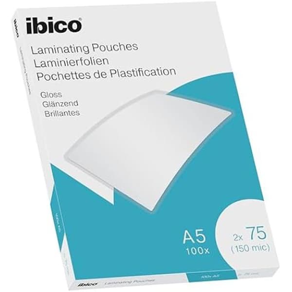 A5 lamineringspåsar - Ibico - 150 mikron - Högt skydd - Blank finish - Paket om 100