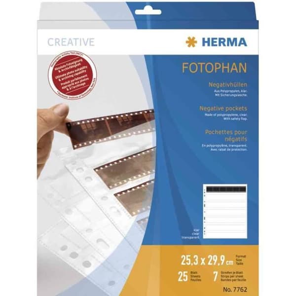 Parker för negativa - HERMA - 7x6 - Transparenta - Europerforering - Säkerhetsflik