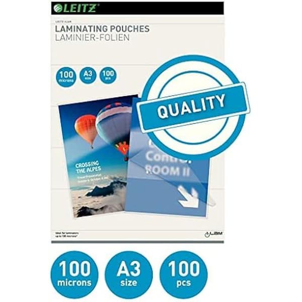 Folie för laminator - LEITZ - 16919 - Transparent - A3 - 100 mikron - Paket om 100