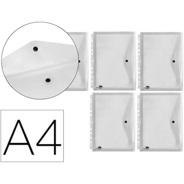 Pappermapp - LIDERPAPEL - 933841 - Polypropylen 180 Mikron - A4 210x297mm - Förpackning med 5 Blandade