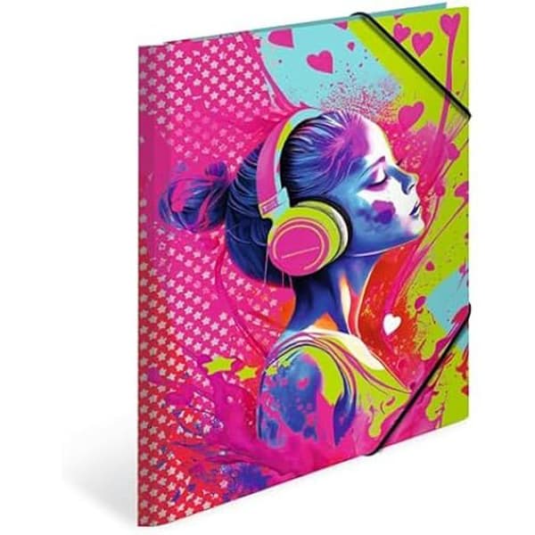 "Klippmapp A4 - HERMA - Musik Flicka - Elastisk - Hållbart Papper - Färgglad Design"