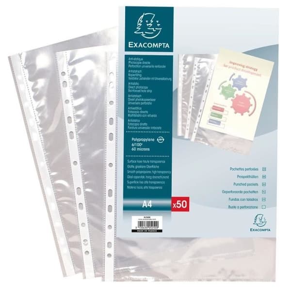 EXACOMPTA 100 Perforerade fickor A4 Slät polypropen 6x100e