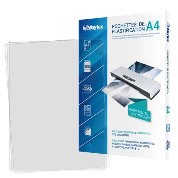 Plastfickor - Ej specificerat - A4 - 125 mikron - Pack om 100 - Rundade hörn