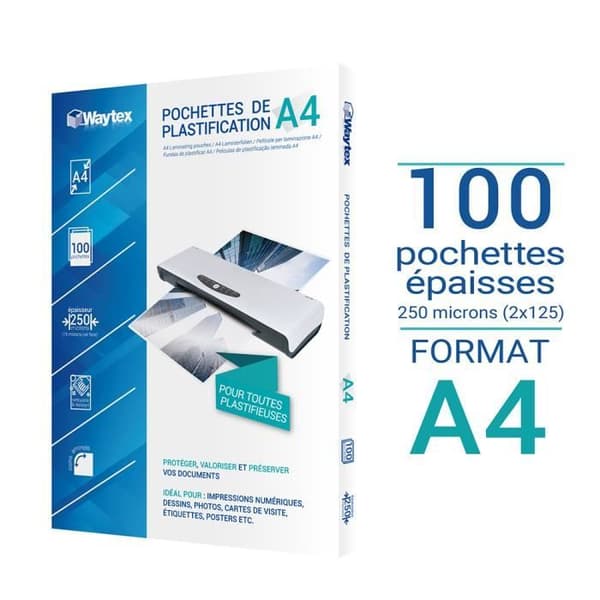 Plastfickor - Ej specificerat - A4 - 125 mikron - Pack om 100 - Rundade hörn