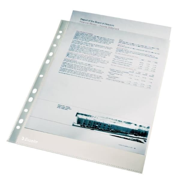 Hålmappar - ESSELTE - Eco 4/100 - Transparent - 100-pack - Prägling