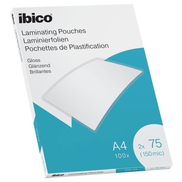 Lamineringspåsar - IBICO - 150 mikron - transparent - blank finish - A4