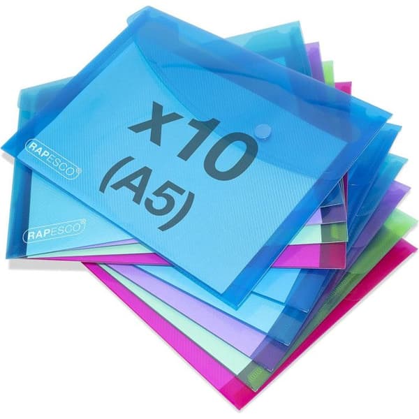 Påsar - Tryckknapp - A5 - Halvtransparent - 10 färger - Rapesco