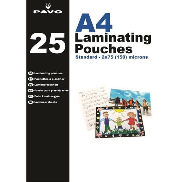 Lamineringspåsar - Ej specificerade - A4 - 2x75 mikron - 25 enheter - Standardformat