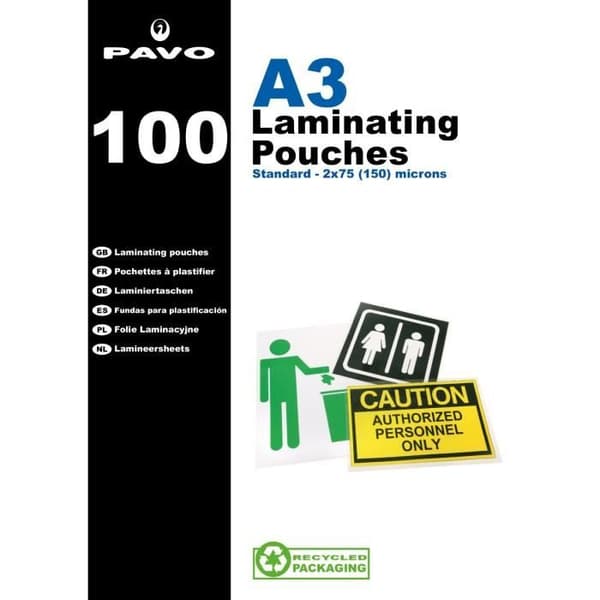 Plastfickor A3 - Pavo - 150 Mikron - Blank - 100 stycken - Rundade hörn