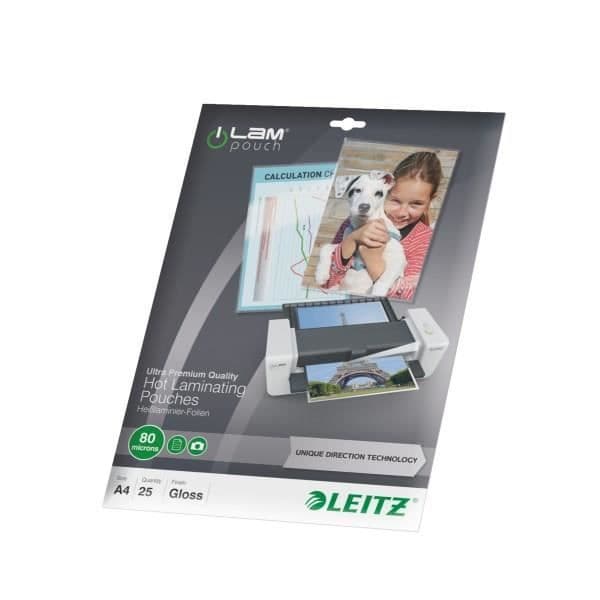 LEITZ lamineringspåsar - 25 A4-påsar 80 mikron