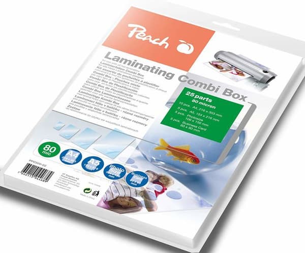 Peach plastpåse - PPC500-02 - Lamineringsstartsats på 25, 80 mic, olika storlekar