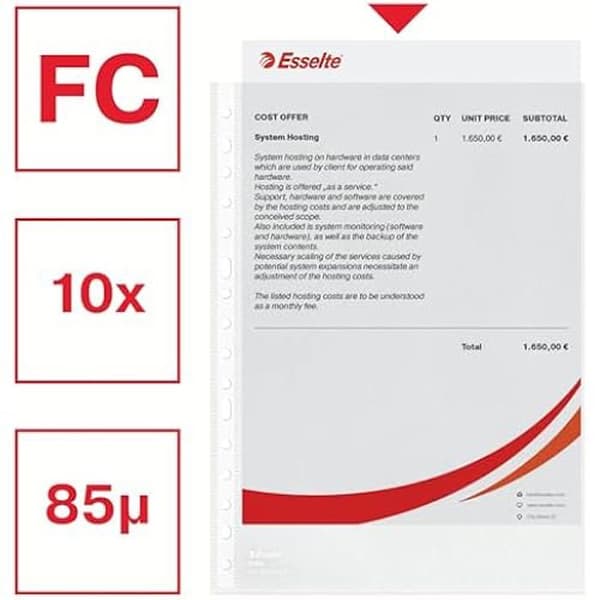 Dokumenthållare - ESSELTE - 56200 - COPYSAFE PP - Orange - 10 enheter - 16 taladros