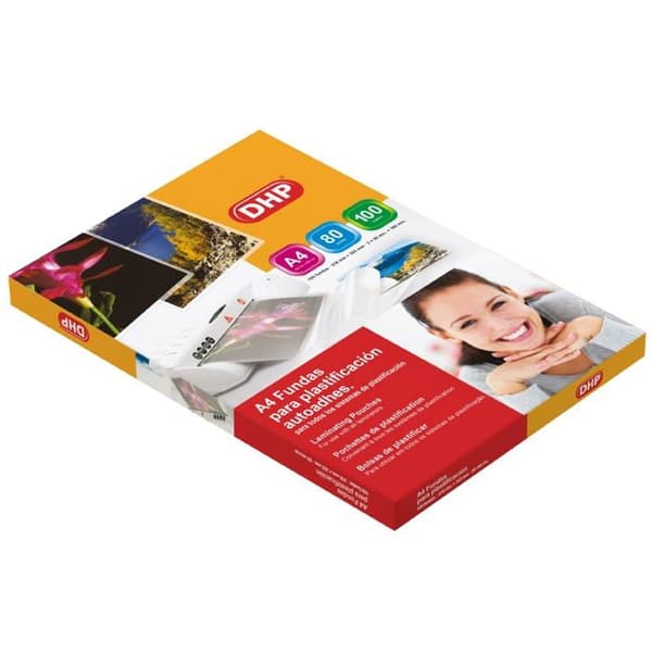 Plast för Dhp Laminator Pack med 100 A4 självhäftande lamineringspåsar, 80 mikron