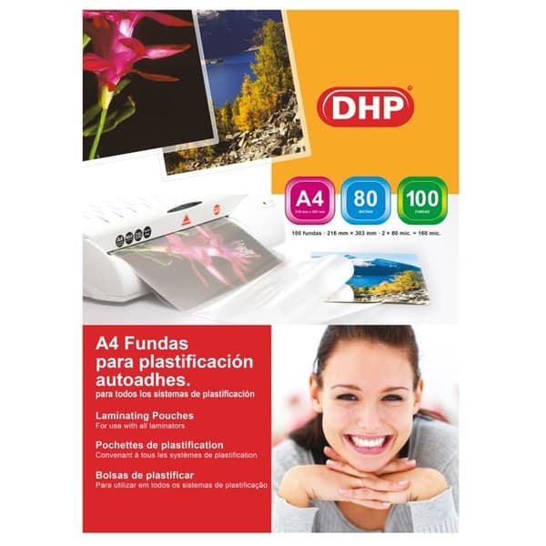 Plast för Dhp Laminator Pack med 100 A4 självhäftande lamineringspåsar, 80 mikron