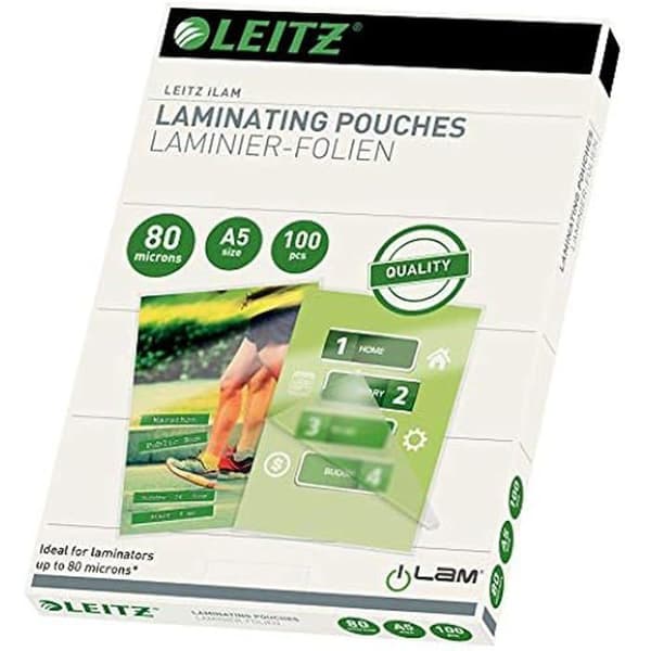 Leitz 33817 - Paket med 100 termiska lamineringsfickor A5-format tjocklek 80 mikron