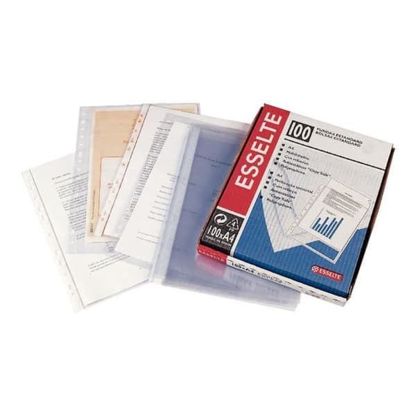 Esselte Stansad ficka A4 klar (pack med 100 st)