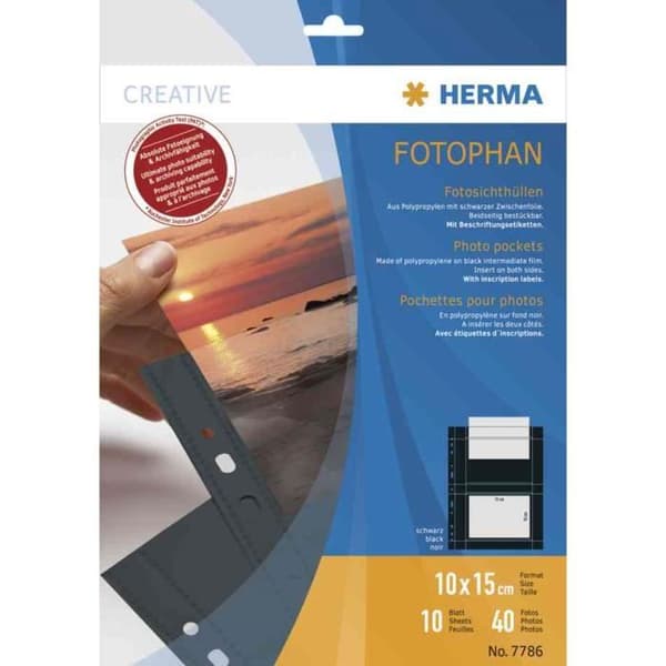 Fotopåsar för bilder - Fotophan - 20 x 30 cm - Svart - 10 påsar - Transparenta