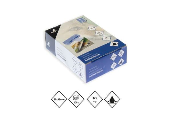 Plast för Kangaro laminator - K-16002 - Lamineringsfilm 65 x 95 mm 65 x 95 mm 125 mikron 100 ark