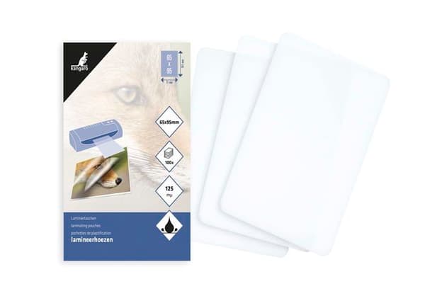 Plast för Kangaro laminator - K-16002 - Lamineringsfilm 65 x 95 mm 65 x 95 mm 125 mikron 100 ark