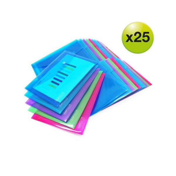 Rapesco-paket med 25 A5-dokumentfickor i olika färger Transparent - 1498