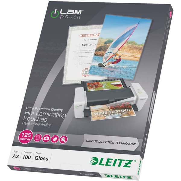 Leitz Lamineringsfilm DIN A3 125 micron glänsande 100 st