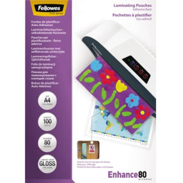 Fellowes Lamineringsfilm DIN A4 80 micron glänsande 100 st