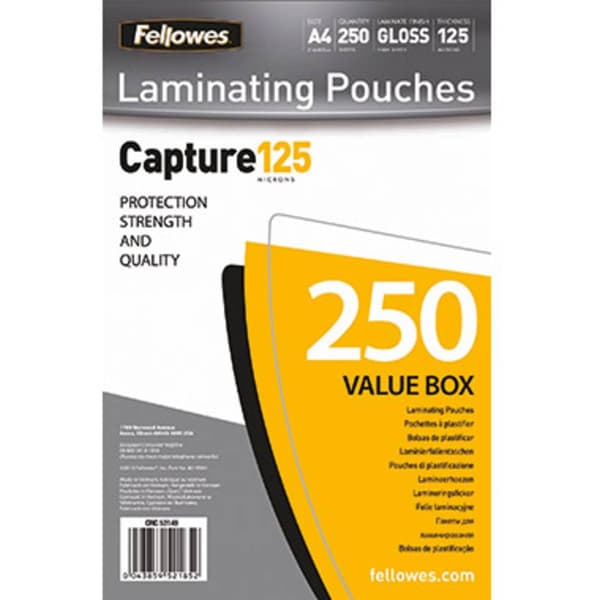 Fellowes Lamineringsfilm DIN A4 125 micron glänsande 250 st