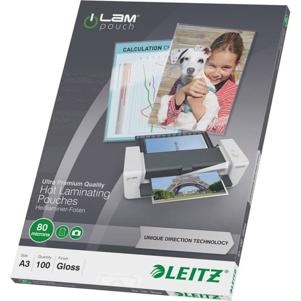 Leitz Lamineringsfilm DIN A3 80 micron glänsande 100 st