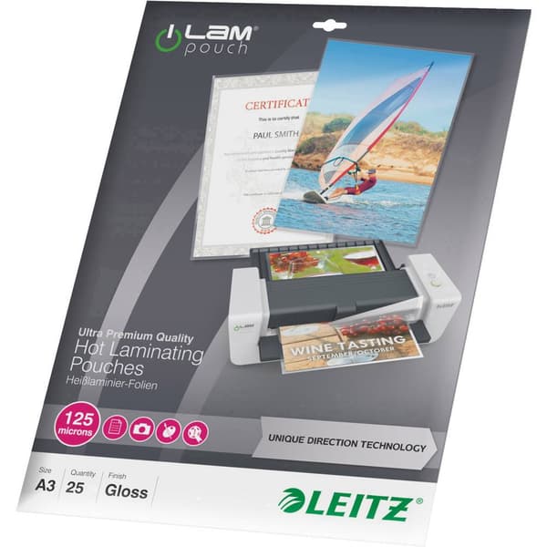 Leitz Lamineringsfilm DIN A3 125 micron glänsande 25 st