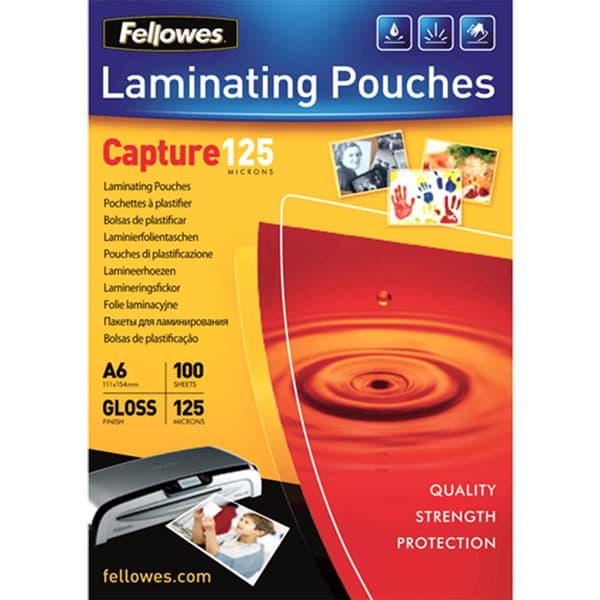 Fellowes Lamineringsfilm DIN A6 125 micron glänsande 100 st
