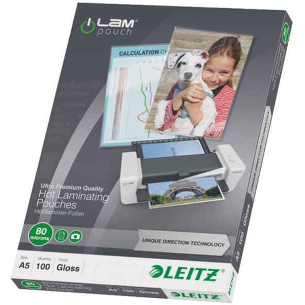 Leitz Lamineringsfilm DIN A5 80 micron glänsande 100 st