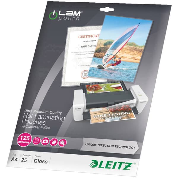 Leitz Lamineringsfilm DIN A4 125 micron glänsande 25 st