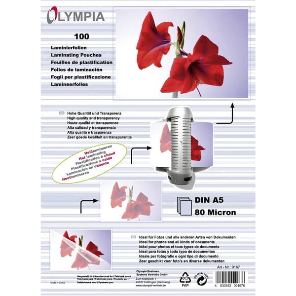 Olympia Lamineringsfilm DIN A5 glänsande 100 st