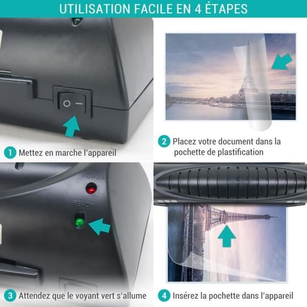 Pack Laminator A3 A4 A5 A6 A7 med 100 A4 lamineringspåsar