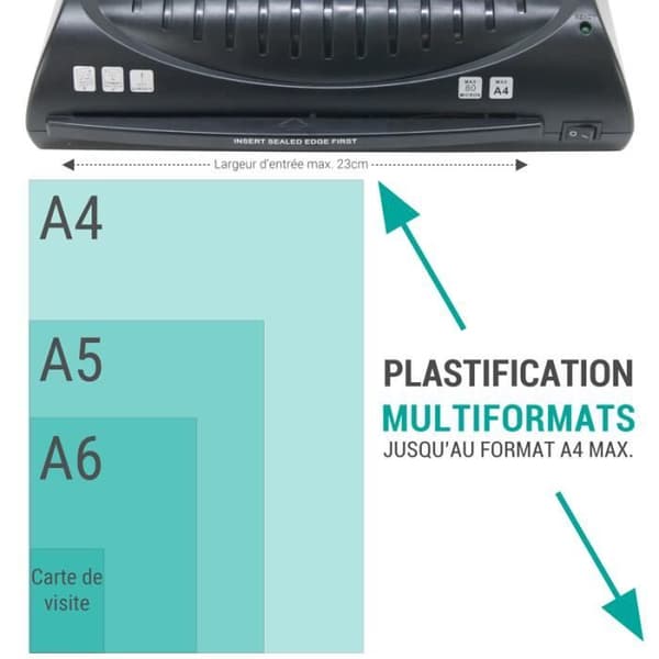 Plastifierare - TEXET - A4 A5 A6 A7 - Värmer på 3 minuter - Startkit inkluderat - 160 mikron