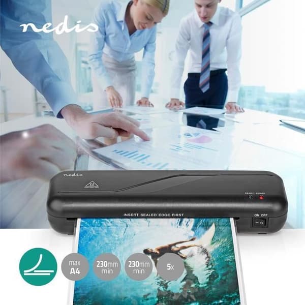 Plastifieringsmaskin - NEDIS - LAMI112BK4 - Svart - A4 - 230 mm/min