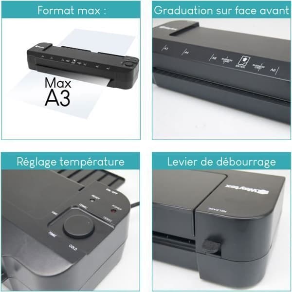 Laminator - WAYTEX - Pro Ultra Fast - A3 A4 A5 A6 A7 - Justerbar temperatur - 30 cm/minut
