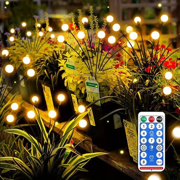Solcelledrevet havebelysning Firefly med 8 LED-lys 4-pak Varm hvid
