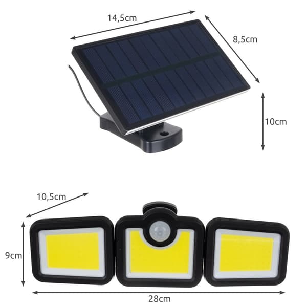 Solcellslampa för gatan 171 LED i 3 riktningar + fjärrkontroll