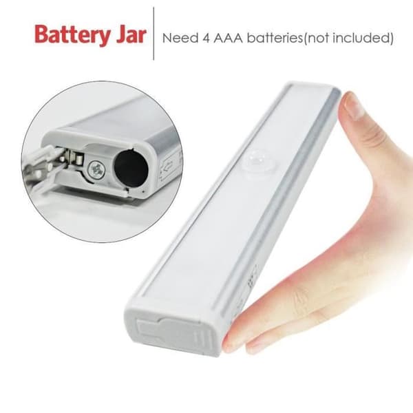 10LED rörelsesensor garderobslampa, LED-nattlampor, trappljus, självhäftande ljus, batteridriven (inga batterier)