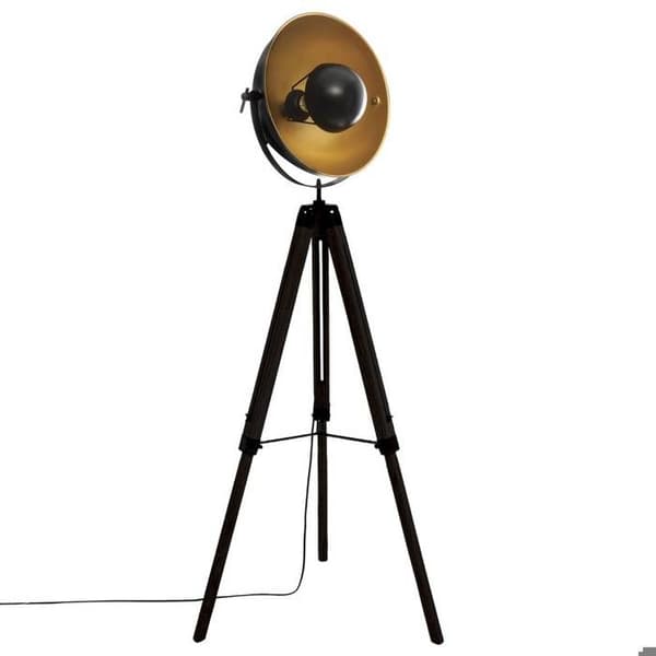 Svart trästativ golvlampa Lahti H 162 cm Vintage loft - ATMOSPHERA - Stativ - Svart - Vintage