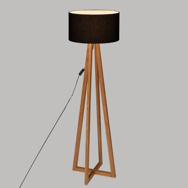 Lampadaire - ATMOSPHERA - Molu - Ben i trä - Svart lampskärm - Skandinavisk stil