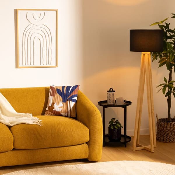 Lampadaire - ATMOSPHERA - Molu - Ben i trä - Svart lampskärm - Skandinavisk stil