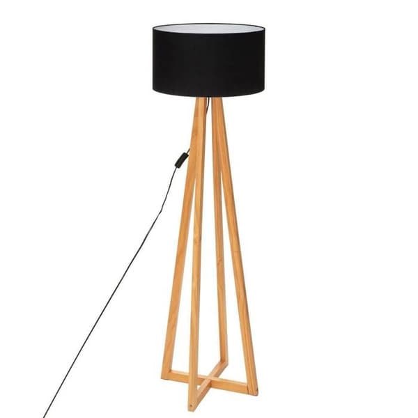 Lampadaire - ATMOSPHERA - Molu - Ben i trä - Svart lampskärm - Skandinavisk stil