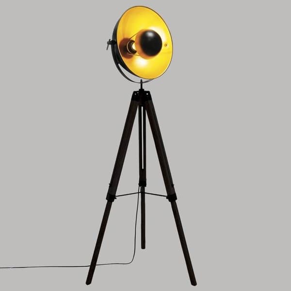 Svart trästativ golvlampa Lahti H 162 cm Vintage loft - ATMOSPHERA - Stativ - Svart - Vintage