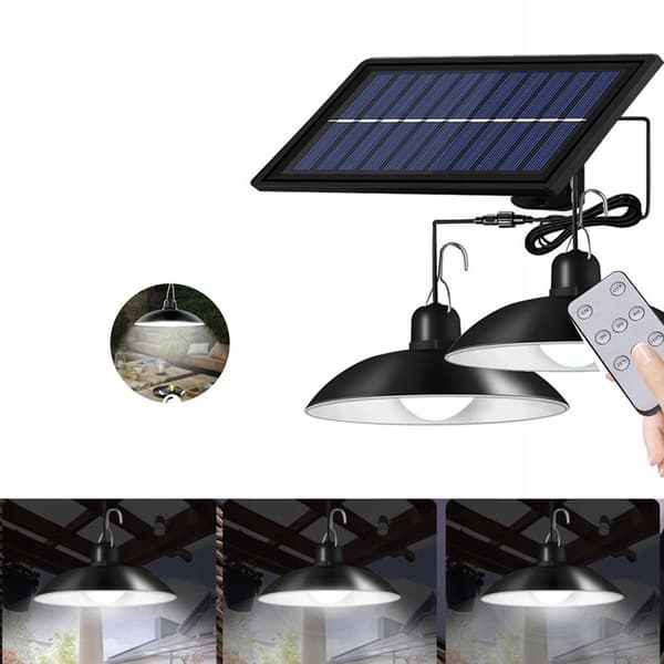 SET MED 2 x LJUSLYSA HÄNGLAMPA SOLAR LED FJÄRRKONTROLL