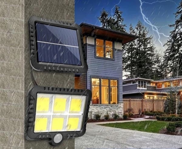 SOLLAMPA LYTA MED FJÄRRKONTROLLSENSORER 122 LED