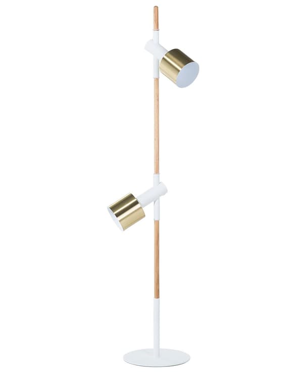 Golvlampa Vit och Guld Rund med Moderna Vintage Lampskärmar