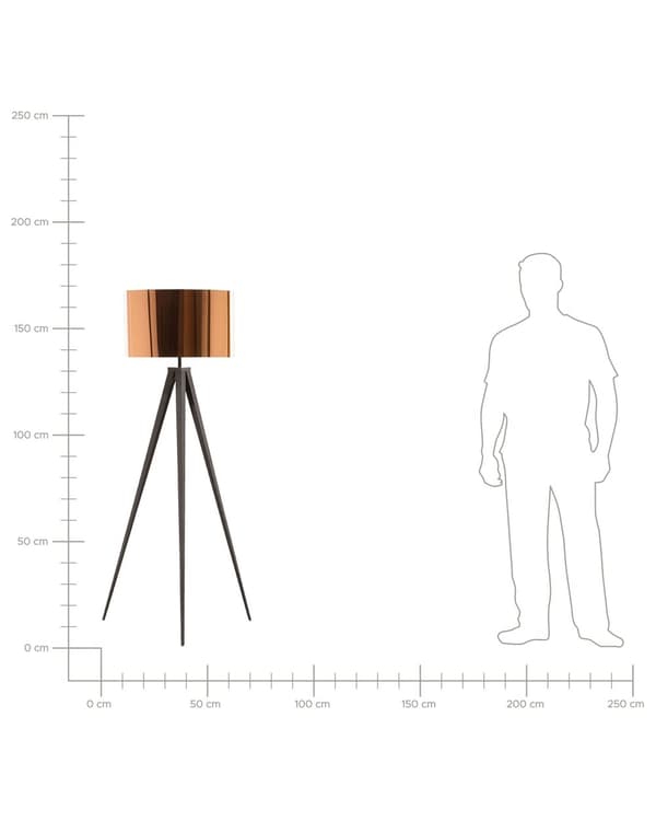Stående Golvlampa av Koppar med Stativ Cylindrisk Lampskärm