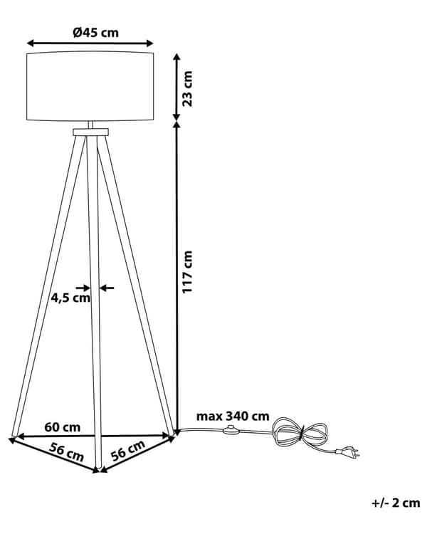 Golvlampa Svart Ljus Ek 142 cm Rund Stativ Modern Lampskärm
